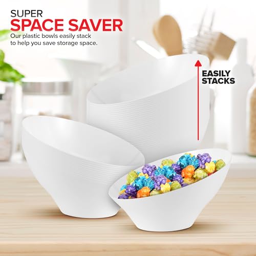 Stock Your Home 20Oz White Plastic Serving Bowls (4 Pack) Medium Disposable Snack Bowl Candy Dishes, Buffet Containers For Chips, Popcorn, Snacks, Mints, Salad Bar, Parties thumb #6