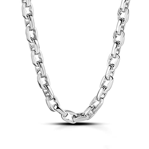 Men Solid 925 Sterling Silver Cable Rolo Link Chain Necklace Women 9MM &10MM-Curb Cuban Chain Thick Big Choker 18