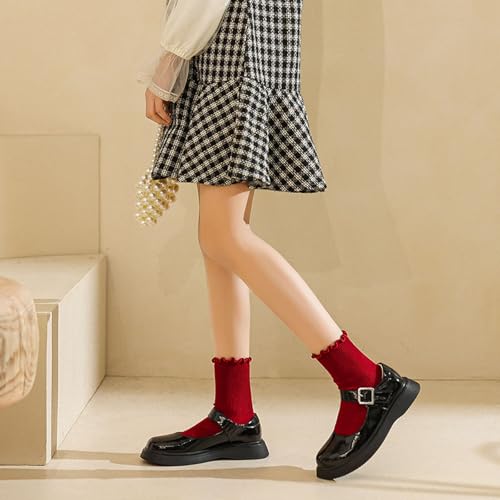 Girls Black School Uniform Dress Mary Jane Shoes Ballet Flats for Wedding Party Gift Church3