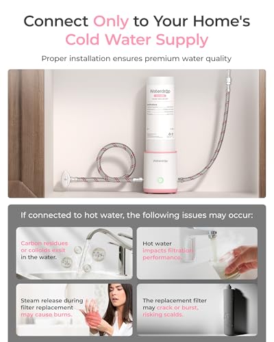Image of Waterdrop BFU3 Bathroom Sink Filter for Skincare, No Drilling Required, Time Reminder, Reduces Chlorine & Scale in Water, Reduces Skin Redness and Irritation, for Cold Water Supply Only