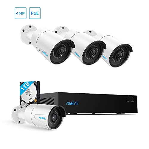 PoE IP Security System, 4MP NVR with 4pcs Outdoor 4MP PoE Cameras, 1TB