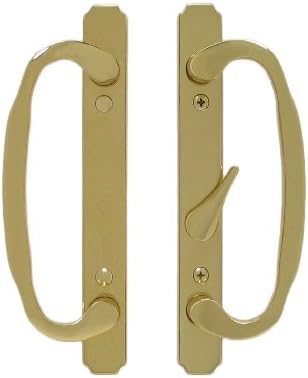 Solid Brass Sliding Glass Door Handle Set and Mortise Lock, Polished Brass, 3-15/16” CTC Screw Holes