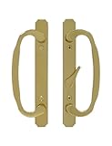 Solid Brass Sliding Glass Door Handle Set and Mortise Lock, Polished Brass, 3-15/16” CTC Screw Holes
