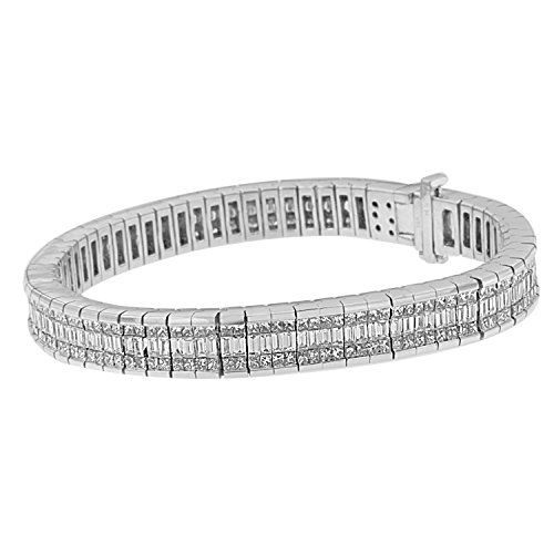 Original Classics 14K White Gold 7 7/8ct TDW Princess and Baguette Diamond Eternity Bracelet (H-I, SI1-SI2)