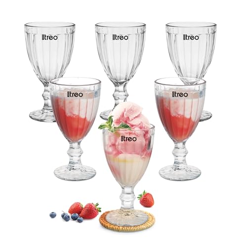 Image of Treo by Milton Glace Goblet 300 ml I Tall Dessert Bowls with Wide Mouth for Easy scooping Ideal for Serving Sundaes ice Cream or Layered Desserts I for cafes, Parties, or Treats at Home I Set of 6