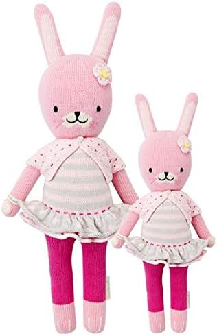 CUDDLE + KINDChloe The Bunny Hand-Knit Doll - 1 Doll = 10 Meals, Fair Trade, Heirloom Quality, Handcrafted in Peru, 100% Cotton Yarn Regular - 20" BUNCHL001
