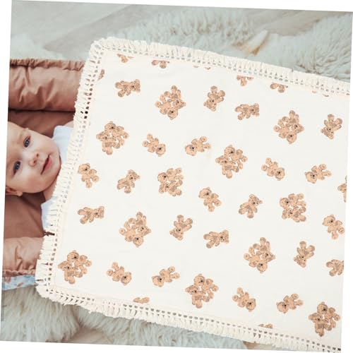 Couverture bébé en coton doux double épaisseur de qualité supérieure avec franges à pompons