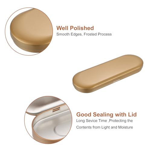 Image of uxcell Metal Tin Box Containers, 6.9x2.4x0.7 Inch Golden Rectangular Empty Hinged Tins Box Home Organizers for Pen Makeup Brushes