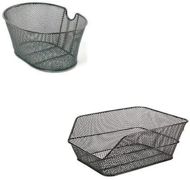 Cestino Bicicletta Anteriore e Posteriore in Ferro Nero con Piastre