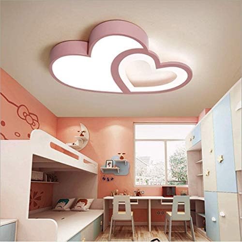 Plafonnier en Forme De Coeur LED dimmable 55cm lustre rose pour salon et chambre