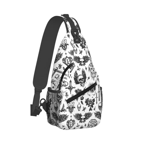 Sac banane gothique imprimé tête de mort avec bandoulière réglable pour homme et femme