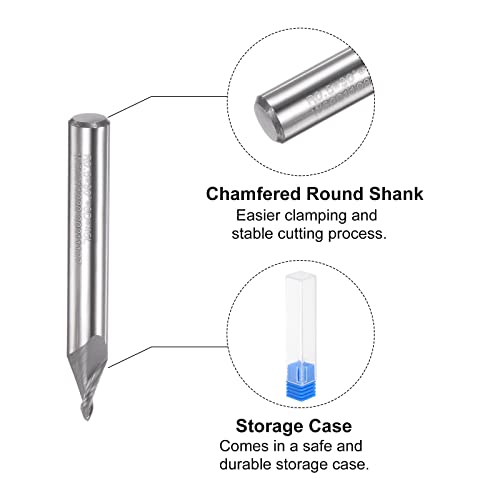 Image of uxcell Tapered Ball Nose End Mill, Uncoated Solid Carbide 2 Flute Spiral Milling Cutter, 0.5mm Radius, 1mm Diameter, 6mm Shank, 45mm Length, 30 Degree Angle