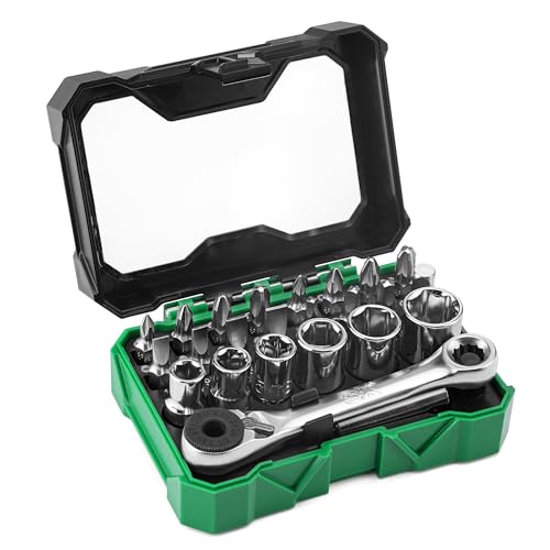 SK 1/4 Drive Mini Ratchet Set with 60-Tooth Reversible Ratchet 24-Piece