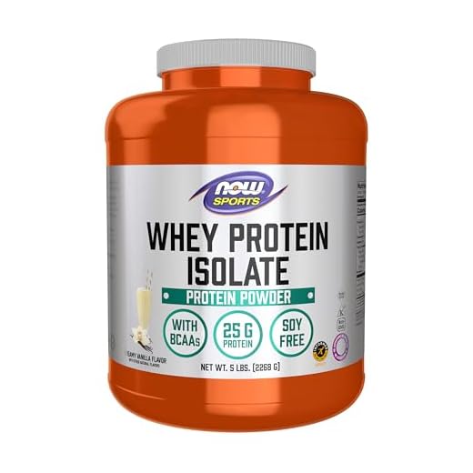 NOW Sports, Whey Protein Isolate 25 g With BCAAs, Vanilla Flavor, 5 lbs