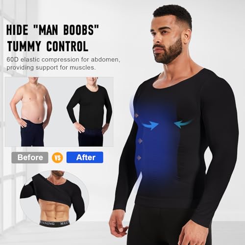 MEETWEE Compression Shirt Men, Long Short Sleeve Athletic Workout Shirt Base Layer Undershirt for Sport Running Fitness2
