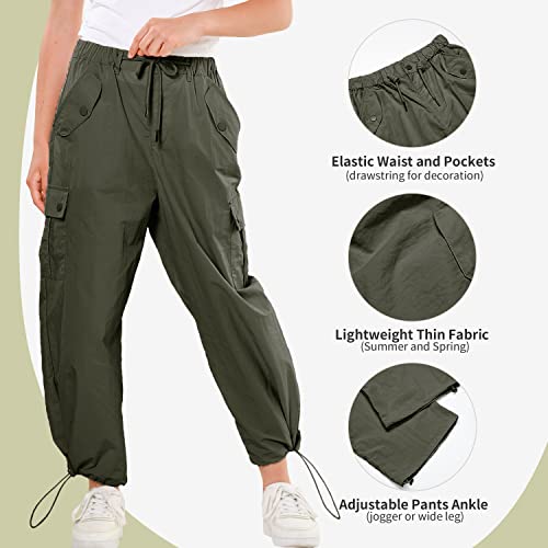 Image of Rolanko Parachute Pants for Girls Y2K Cargo Trousers with Pockets Harajuku Jogger Pants Kids 4-14 Years
