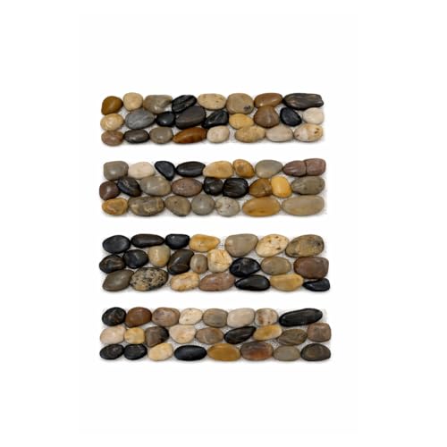 Polished River Pebble Garden Edging Strips, Natural Stone on