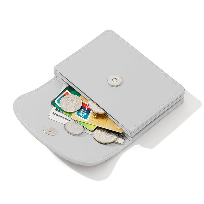 INS Style Minimalist Multifunctional Front Pocket Wallet, Solid Color PU Leather Card Coin Purse, Front Flap Magnetic Closure Women's Credit Card Holder Sliver4