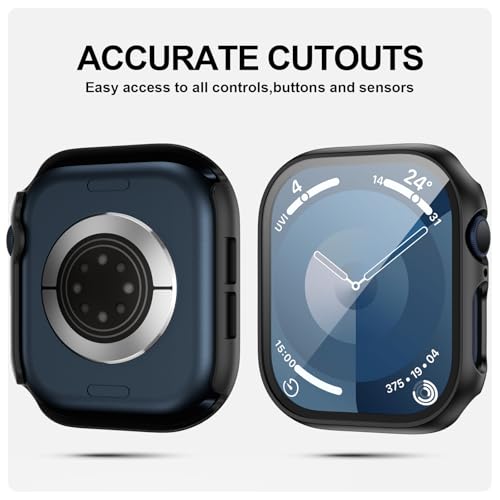 Pacote com 2 capas com protetor de tela de vidro temperado para Apple Watch série 10 de 46 mm, JZK S