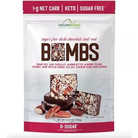 Keto Chocolate and Nut Bombs by Nature's Intent - Combination of Sugar-Free Dark Chocolate, Roasted Almonds, Almond Butter, Coconut, Pecans and MCT Oil - Healthy Gluten Free and Keto Friendly Snacks Cover
