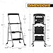 MoNiBloom 2-Step Ladder with 2 Tool Caddy, Lightweight Folding Step Stool with Non-Slip Wide Pedal 331 lbs Capacity Sturdy Ladder for Home Improvement, Black