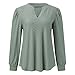 Women's V Neck Long Sleeve T-Shirts Casual Loose Fit Basic Pure Color Tops for Daily Work Spring Winter (Green, XXL)