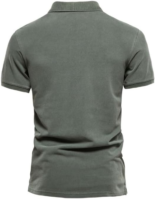 JSEIAJB Collared Cotton Casual Men's Outdoor Plain Colored Short Sleeved Shirt