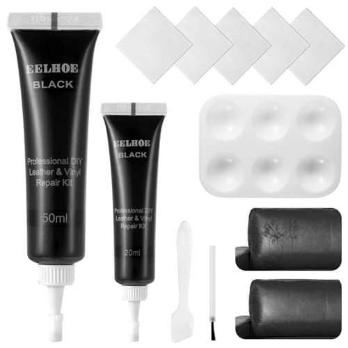 TRUEIN Cuero Liquido Reparador Negro, 50ML+20ML Crema De Reparación De Cuero, Restaurador de Relleno de Cueros, Reparación Negro para Sofás, Asientos de Automóviles, Chaqueta de Cueros, Zapatos