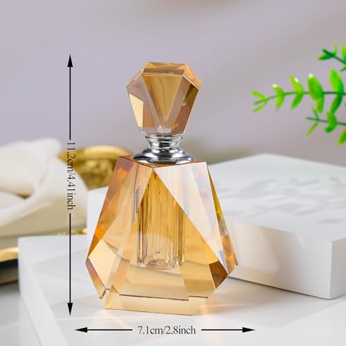 14ml Champagne Gold Crystal Perfume Bottle,Seamless High-Clarity Design,Refillable Travel & Vanity Decor,Luxury Gift4