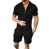 Polo chemise et Shorts ensembles--Hommes ensembles courts tenues mode 2 pièces est fabriqué à partir de tissus doux qui est léger et respirant, vous fournissant une expérience de port confortable pour votre mouvement.