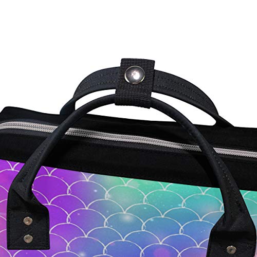 Mochila de viagem com cauda de peixe arco-íris sereia mochila de fraldas escolar casual mochila para