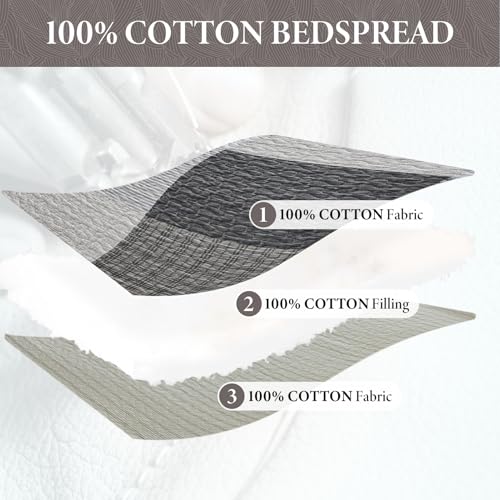 Bedduvit Oversized King Bedspreads 120"x120", 100% Cotton Modern Patchwork Plaid Extra Wide Quilts Bedding Set, Lightweight Quilt King Size, Farmhouse Coverlets Bed Spread, 3pcs, Gray/Beige/Black - image 4