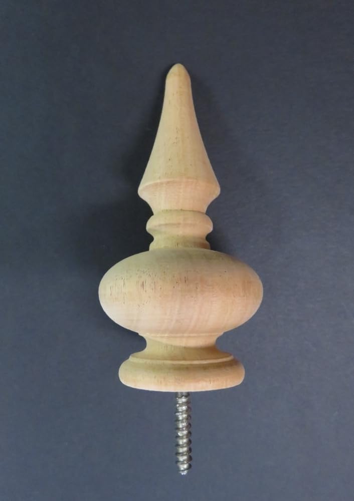 Wood Finial. 4 1/8Hx 2Wx 1.5 Base. Choice: Oak Cherry Maple Mahogany Walnut #34 (Mahogany)