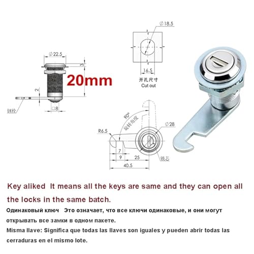 Serrure à came 20 mm pour boîte aux lettres extérieure classeur et boîte à outils - 3