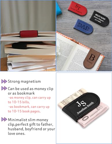 PiercingJ Custom Magnetic Leather Money Clip Slim Personalized Engraved Initials Credit Cards Clips For Him Men Father's Day4