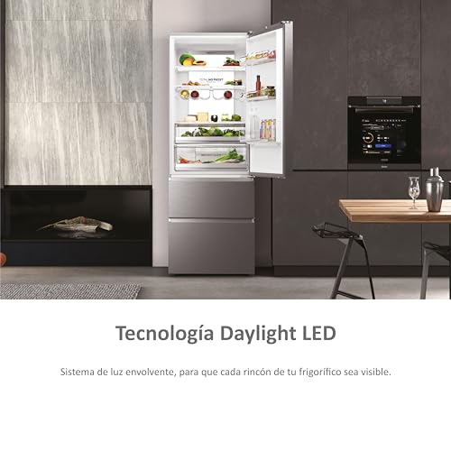Haier 3D 70 Series 7 HTW7720ENMP - Frigorífico Combi, Cajones Direct Access, WIFI, Tecnología Antibacterias, Motor Inverter, My Zone, Cajón Humidity Zone, Total No Frost, An 70cm, Al 2m, 483L, Inox - imagen 5