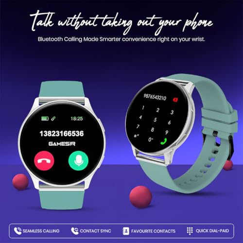 Image of GameSir Active 2 Smartwatch for Men & Women with 1.39 inch HD Round Display, Bluetooth Calling, Heart Rate & SPO₂ Monitor, 100+ Sports Modes, IP67, Long Battery Life for Android & iOS (Light Green)