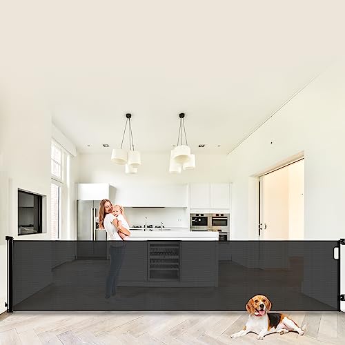 120 Inches Extra Wide Retractable Baby Gates For Large Openings, Baby Gates For Stairs, Hallways And Doorways, Dog Gates For The House Extra Large, Pet Gates For Dogs, Indoor/Outdoor Use, Black #TOP24