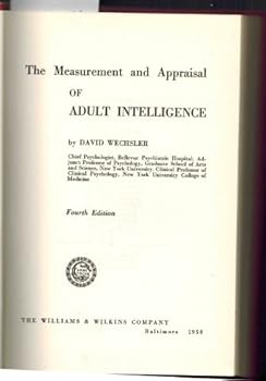 Hardcover The measurement and appraisal of adult intelligence Book