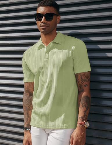 Image of PJ PAUL JONES Mens Polo Shirts Short Sleeve Textured Knit Polos