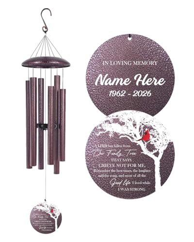 Image of ASTARIN Wind Chimes for Loss of Loved One, Personalized Memorial Wind Chimes Gifts for Loss of Mom Dad, in Loving Memory- Cardinal Sympathy Gifts,30 /36 /45 in Deep Tone Windchime, Produced in Texas