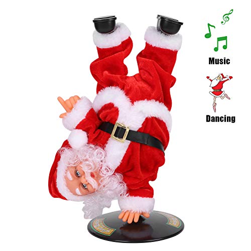 LONTG Father Christmas Figure Singing and Dancing Santa Claus Electric Musical Santa Claus Gift Rotating Handstand Desktop Ornaments Christmas Ornaments Fireplace Decoration - Image 2