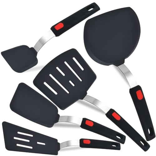 Evzvwruak Juego de 5 espátulas de silicona para utensilios de cocina antiadherentes, resistentes al calor