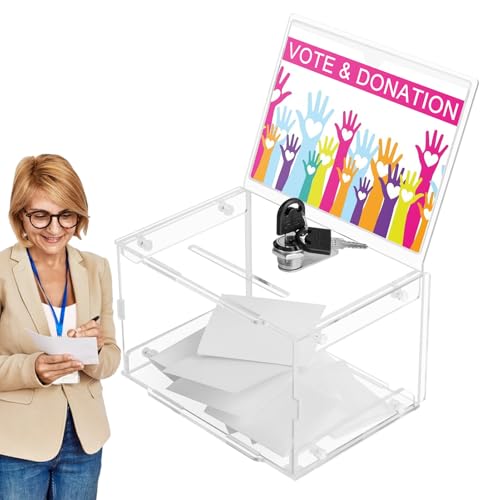 Urne transparente de vote pour élections et cartes de visite