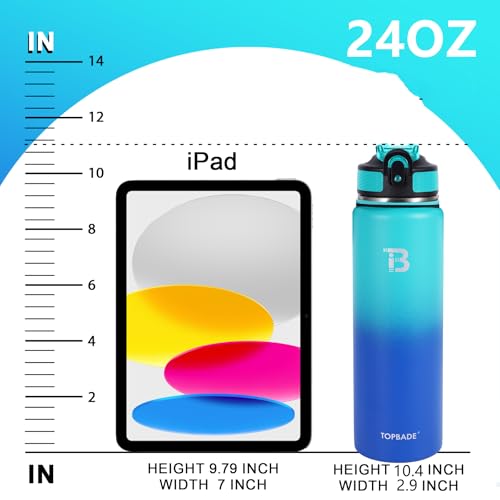 Image of TOPBADE 32oz Insulated Water Bottle with Straw Lid & Spout Lid & Paracord Handle, Stainless Steel Water Bottle Wide Mouth, Double Wall for Women Men Gym Fitness Outdoor