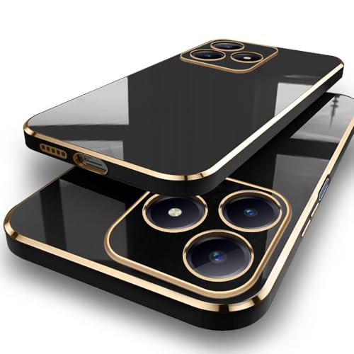 Image of TheGiftKart Luxurious Golden-Plated Back Cover Case for Realme C63 / Narzo N63 | Raised Lips for Camera & Screen Protection | Shockproof Design | Back Cover for Realme C63 / Narzo N63 (TPU, Black)