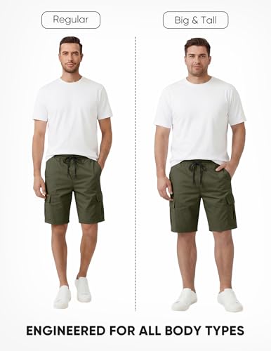 Image of JMIERR Mens Casual Cotton Twill Cargo Shorts Drawstring Classic Chino Stretch Short with 6 Pockets