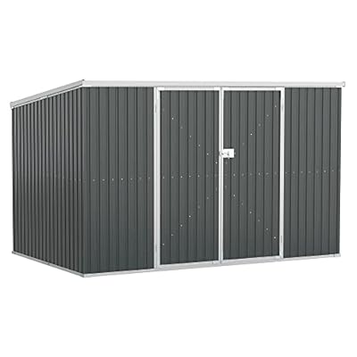 Outsunny 11' x 6' Outdoor Storage Shed, Galvanized Metal Utility Garden Tool House, 2 Vents and Lockable Door for Backyard, Bike, Patio, Garage, Lawn, Dark Gray