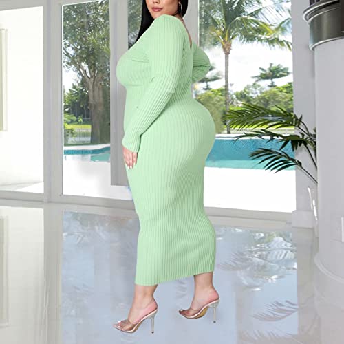 Image of Women's Plus Size Sexy Long Sleeve Maxi Sweater Off Shoulder Knit Dress