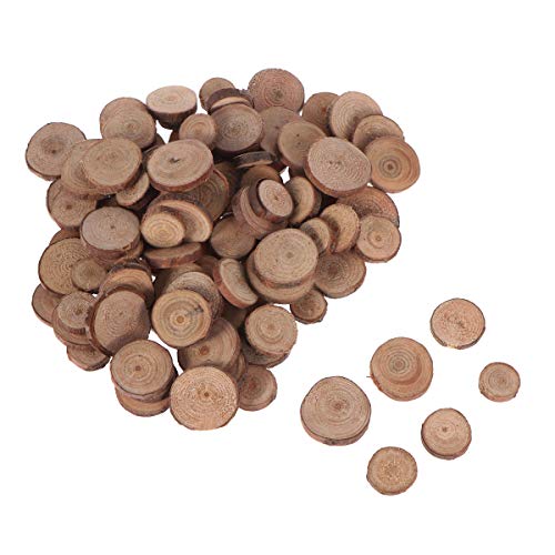 Natural Wood Slices, Unfinished Log Wooden Rounds Christmas Decorations Circles Wood Coins for Tags, DIY Craft, Scrapbooking, Children's Art Project - 100Pcs, 1.5-3 Centimeter
